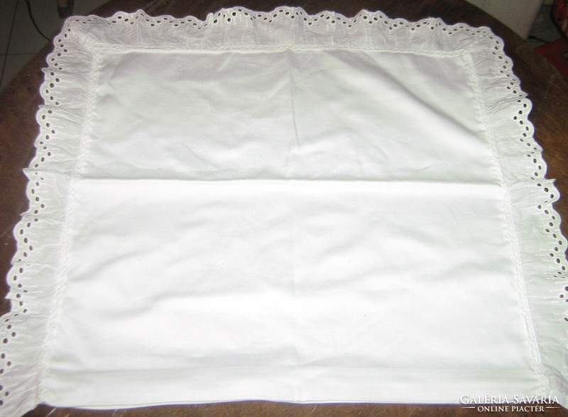 Beautiful white madeira lace cushion cover