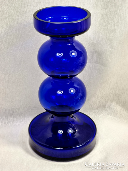 Space age blue Vohenstrauss glass vase/candle holder Alfred Taube mid 60s.