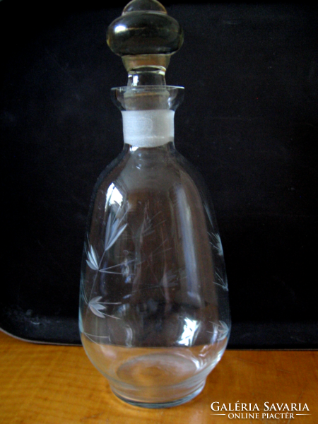 Art deco engraved leaf drink holder, bottle, decanter