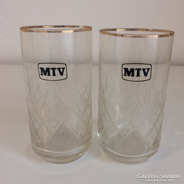 2 db MTV logos - feliratos üveg csőpohár - pohár - vállalati üveg pohár