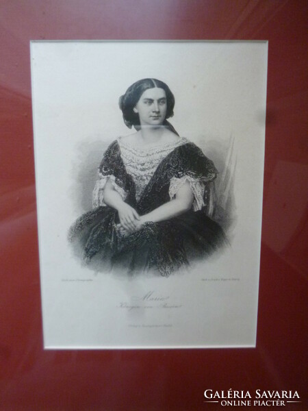 Antique picture print Queen Mary of Bavaria
