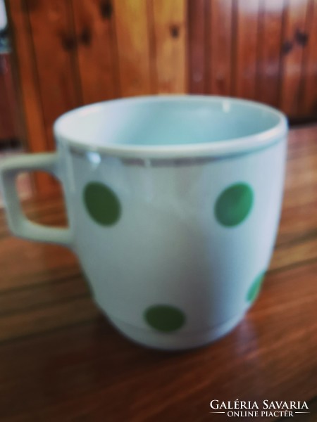 Zsolnay porcelain green polka dot mug