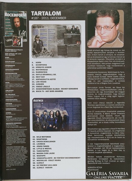 Rockinform magazin 11/12 Korn Scorpions Nightwish Ozzy Amarath Grimus Magna Kopaszkutya Junkies Tank