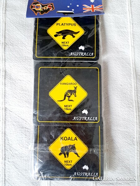 Australian animal coaster set, koala, kangaroo, crocodile, platypus