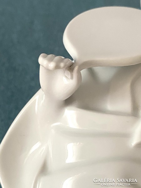 Japanese geisha white Herend porcelain statue 33 cm