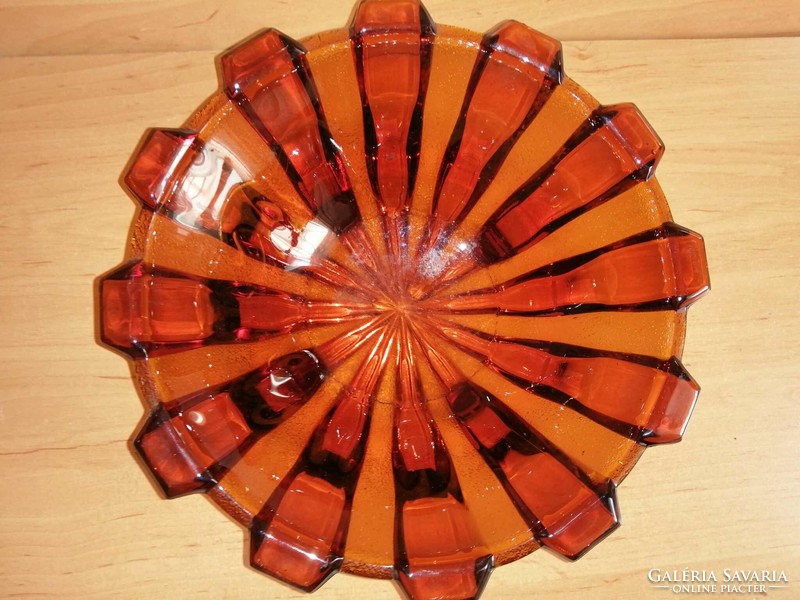 Art deco üveg asztalközép kínáló 26,5 cm (39/d)
