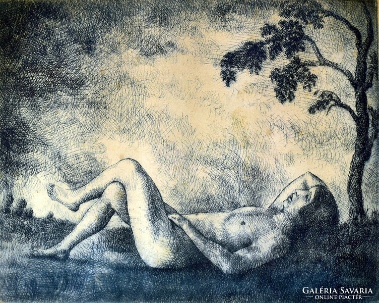 Ernő Bánk (1883 - 1962): nude in the open air 1927