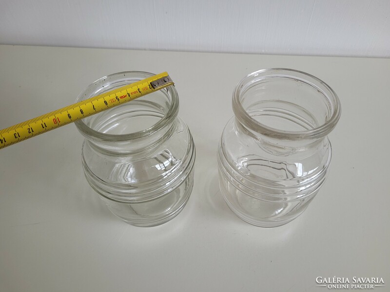Old vintage 2 pcs ocean budapest 1 liter striped glass mason jar canning jar