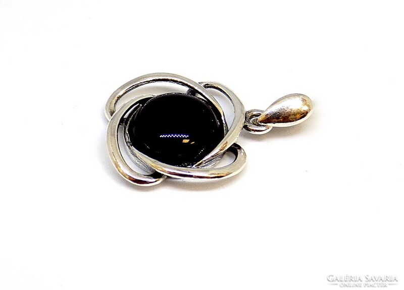 Onyx stone silver earrings + pendant set (zal-ag113552)