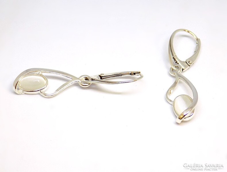 White stone silver earrings + pendant set (zal-ag113554 ag113553)