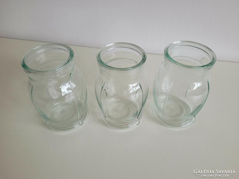Régi vintage 3 db zöld bordás 1 L es üveg Ladányi konzervgyár befőttesüveg befőttes konzervüveg