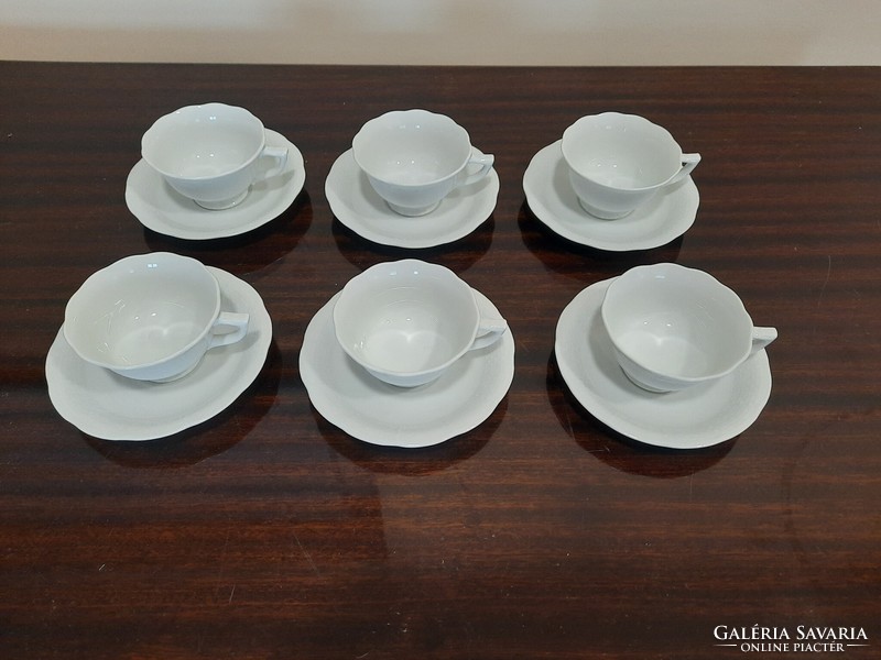 6 pcs white Herend porcelain coffee cup + saucer