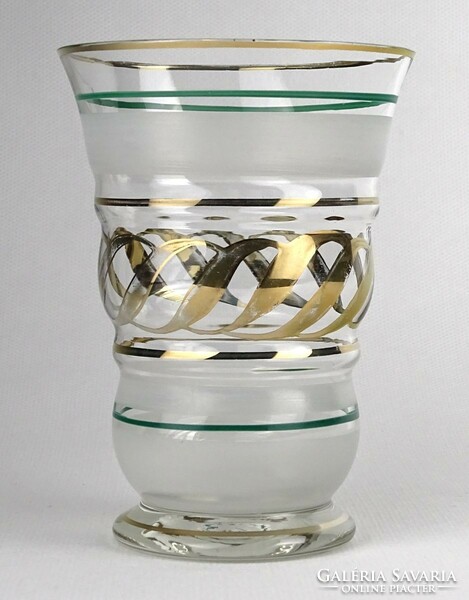 1N416 Régi festett aranyozott fújt üveg pohár