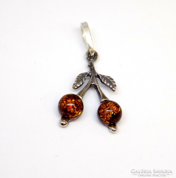 Silver pendant with amber stone + earring set (zal-ag113686 ag113687)