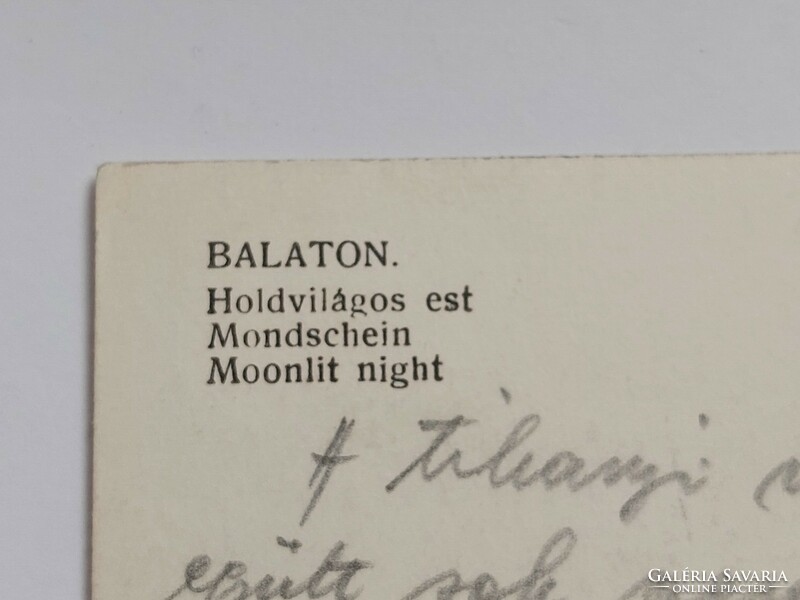 Régi képeslap 1943 Balaton holdvilágos est