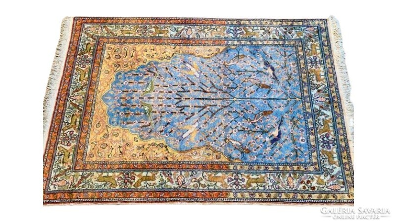 Kayseri 100% silk bird-tree of life carpet 185x120 cm