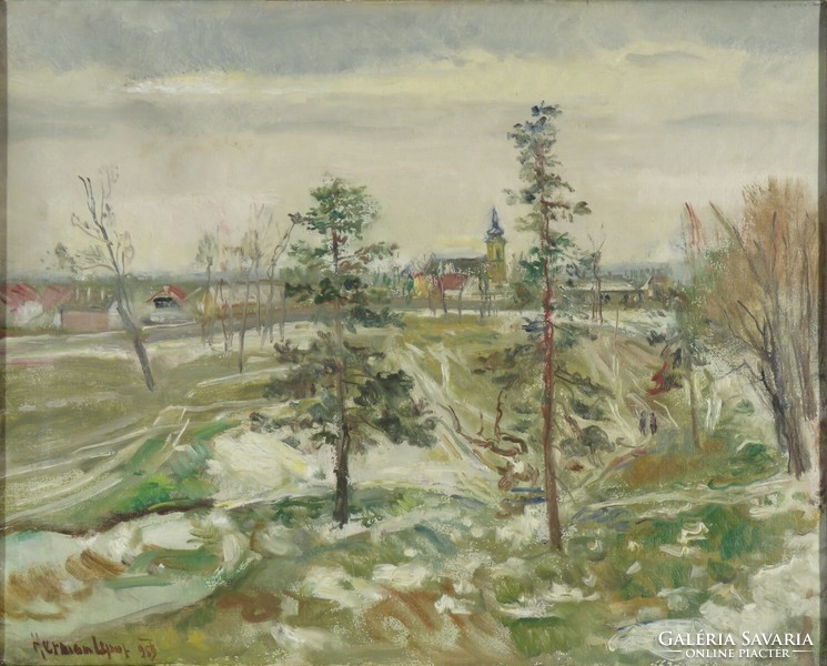 Lipót Herman: winter village 1959