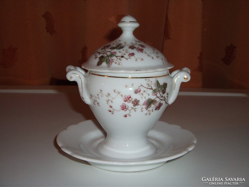 Antique porcelain mustard, sugar bowl (03)