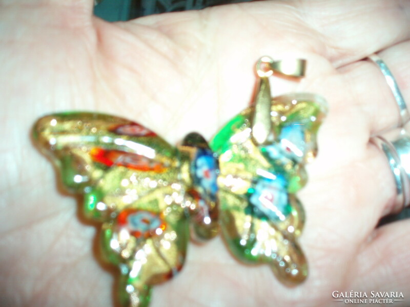 Muránói millefiori pillangó medál