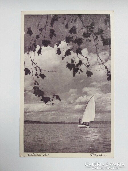 Old postcard 1933 Balaton life sailing