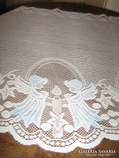 Gyönyörű vintage angyalkás gyertyás pasztell színes vitrázs függöny