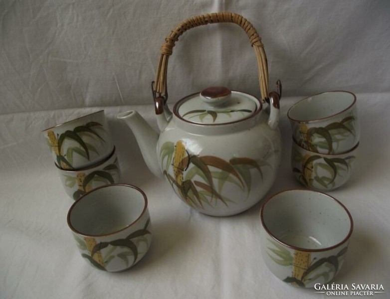 Ceramic bamboo pattern, handmade 6 grains. Tea set, drinks set