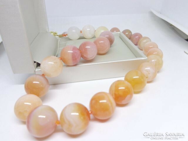 Agate orange-pink 14 mm wonderful mineral necklace