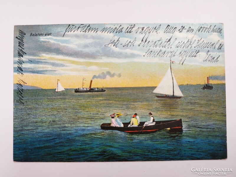 Old postcard 1926 Balaton boat sailing ships steamships