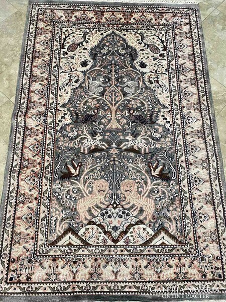 Jaipuri 100% silk carpet monkey 200x122