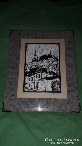 1975. Very nice engraving under glass Turkish a: perhaps with a sign sopron wall picture 35x20cm according to the pictures