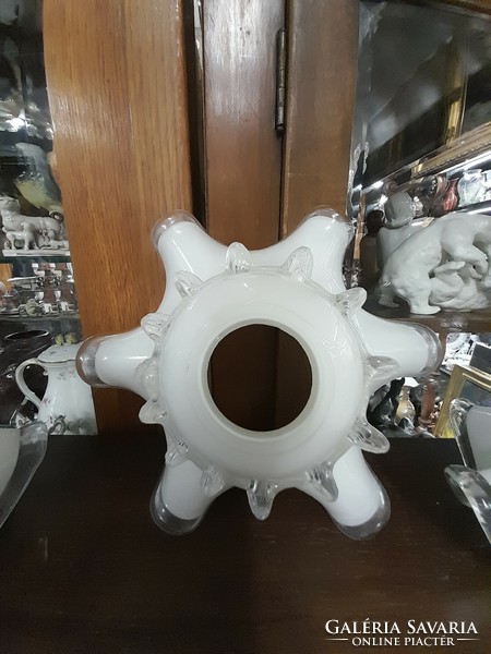 Fodros Szélű,Bütykös Vastag Tejüveg 5 Darabos Lámpa Búra Garnitúra,Szett.21 cm.