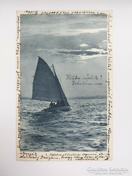 Régi képeslap 1941 Balaton vitorlás