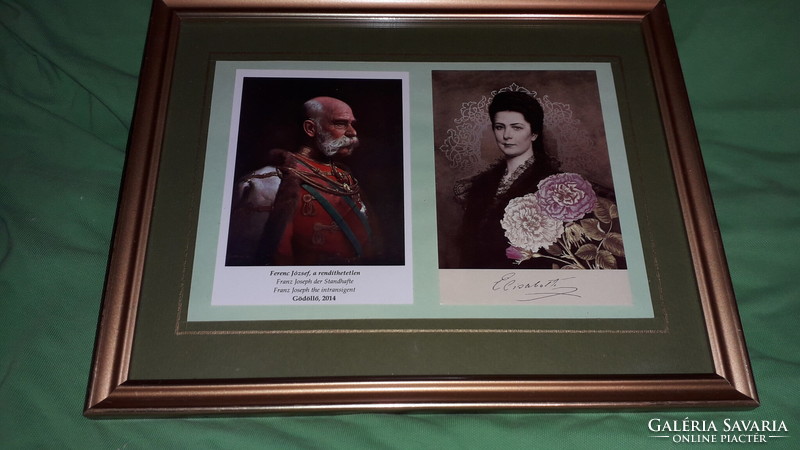 Old Emperor Franz Joseph and Queen Sissy pictures in a frame 30 x 20 cm according to the pictures