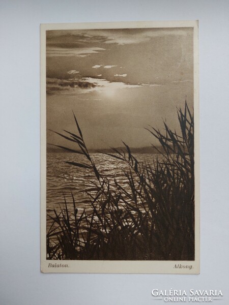 Old postcard 1934 Balaton twilight reeds