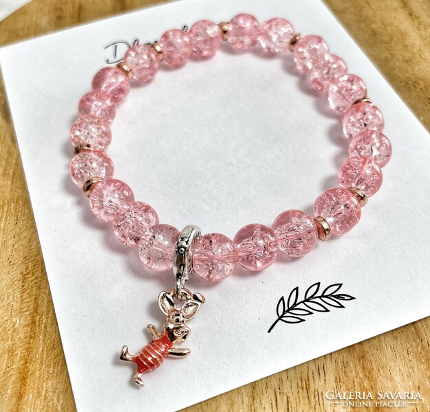 Piggy bracelet with pink pendant