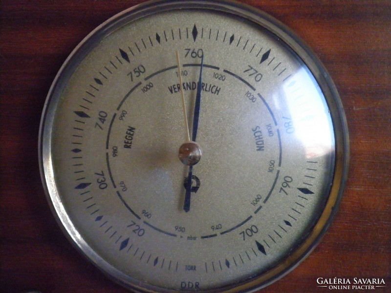 Vintage wall barometer with thermometer