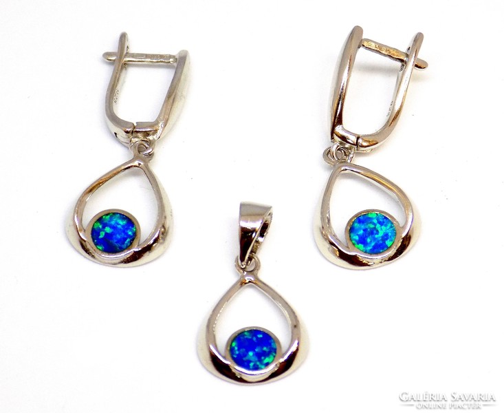 Opal stone silver earrings + pendant set (zal-ag113690 ag113691)