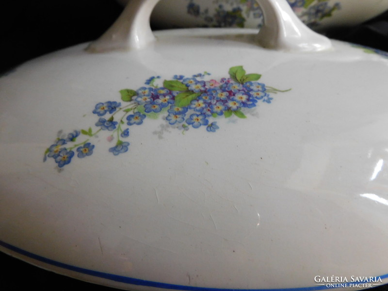 Old Kispest granite soup bowl with forget-me-not pattern