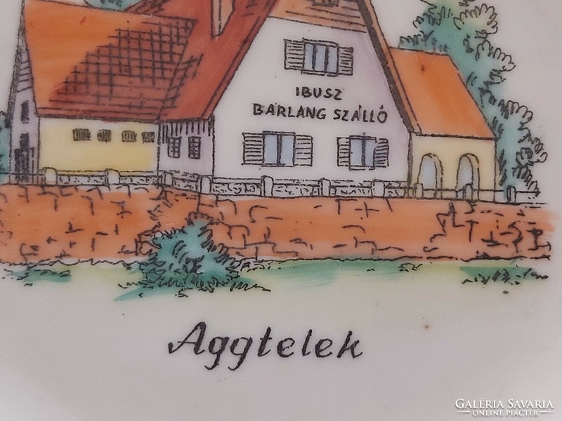 Régi Aquincum porcelán kis tálka Aggtelek emléktárgy IBUSZ  Barlang Szálló reklám