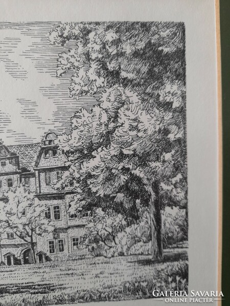 A wonderful etching of the princely castle in Detmold, Germany
