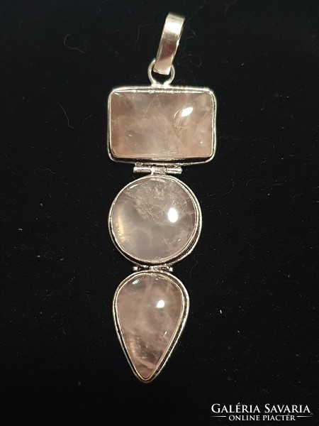 Beautiful rose quartz 925 silver pendant