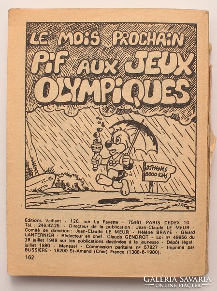 Pif - Poche 179. szám - francia nyelvű Pif zsebkönyv - hiányos!