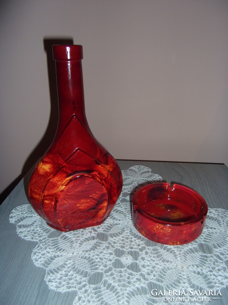 Glass vase and ashtray