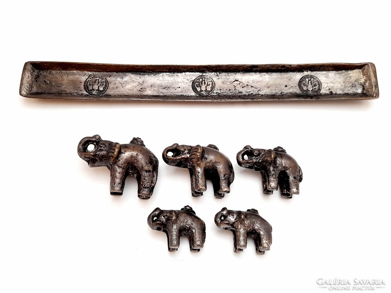 Indiai mini elefántok 5 db egyben, tartóval 20 cm
