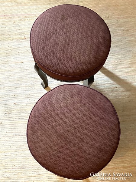 2 pieces of antique seat with footrest and burgundy cover