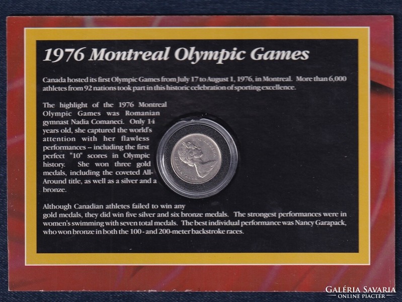 Kanada 20. századi történelme jávorszarvas 25 cent 1977 + Montréal olimpia bélyeg  (id48154)