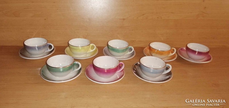 Retro artisan ceramic luster-glazed colorful coffee cup set for 8 people (25/d)