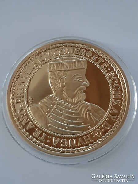 István Bocskai 10 ducat 1605 coin re-struck 24 carat gold plated, in capsule with certificate