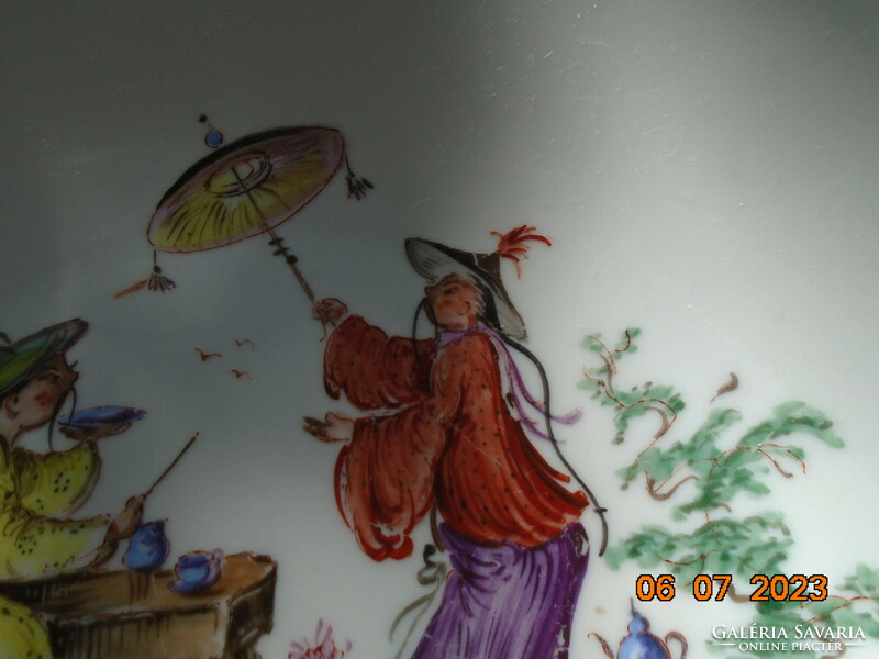 Meisseni Drezdai kézzel festett kínaizáló mintával Henneberg GDR tál