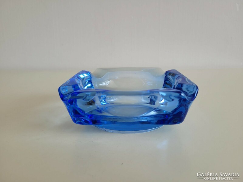 Retro glass ashtray old blue ashtray